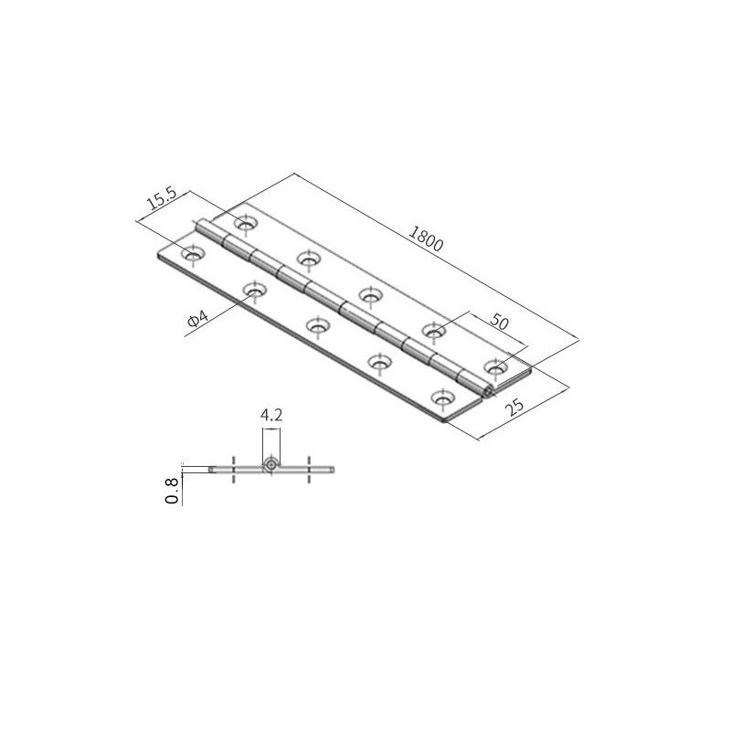 Piano Hinge Width 25 mm FY 08-25-1800H